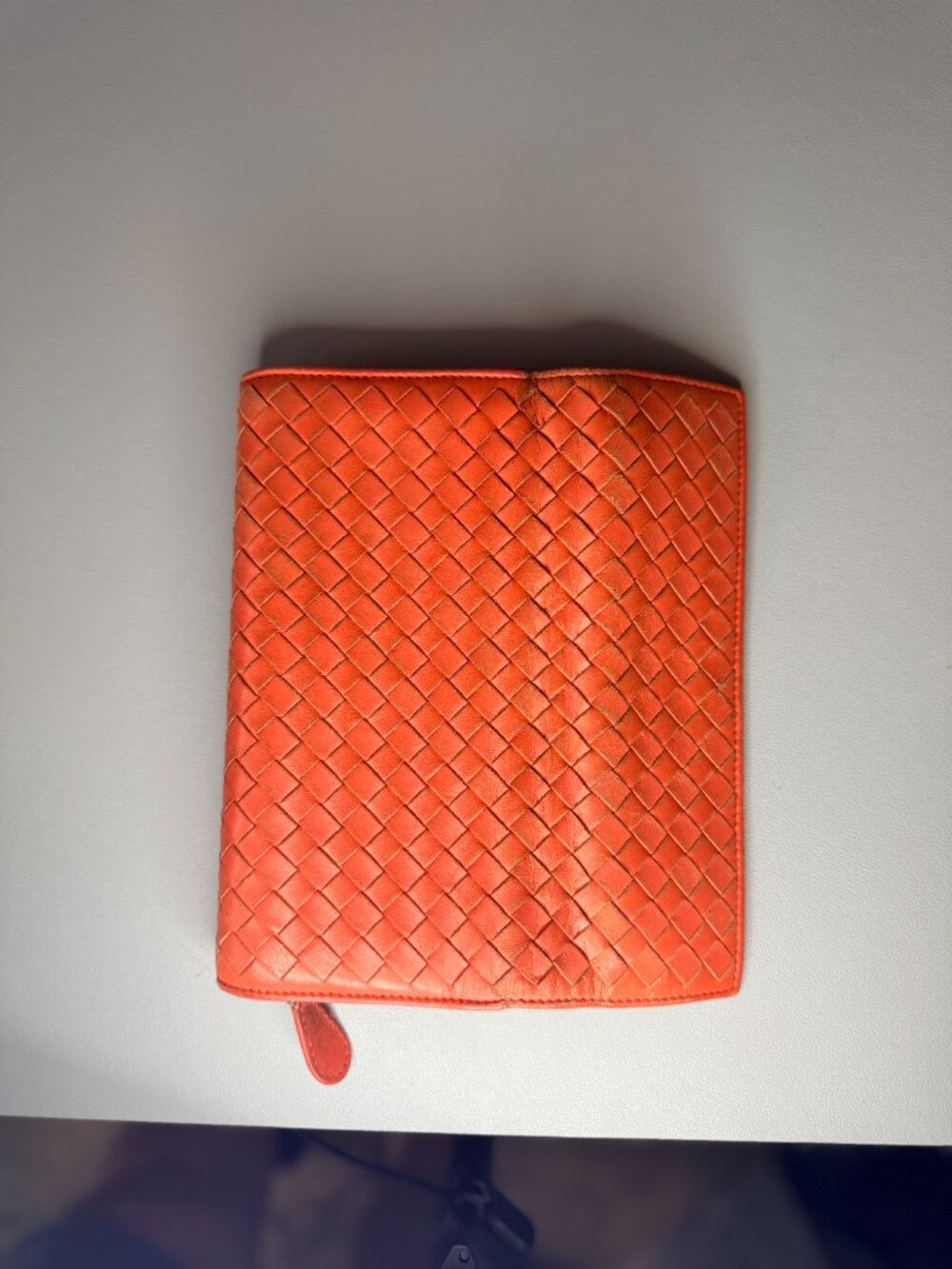 PROJECT Bottega Venetta Intrecciato Coral Leather Long Wallet - Picture 9 of 11